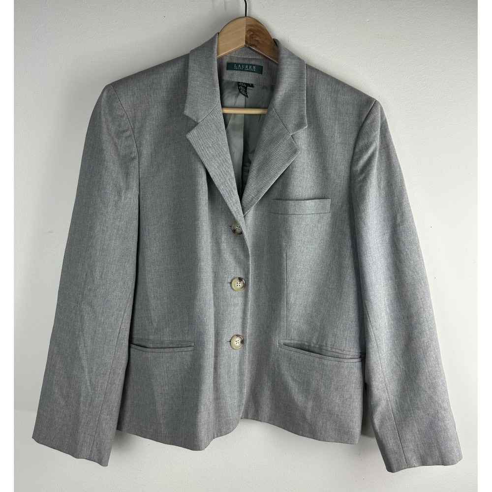 Lauren Ralph Lauren Wool Blend Blazer Skirt Suit Set Women's 16 Career Workwear - Picture 2 of 14